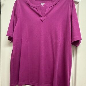 Lands end split neck tee, size 1X, NEW